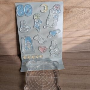 Cute Character Stamp Set with Heart and Moon 11 Stamp Designs (New)